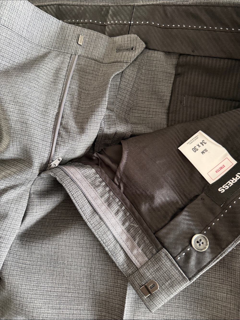 Express Men's Gray Slim Fit Wool Blend Stretch Suit 2-Piece Set 42R / 34x30 - Picture 13 of 16